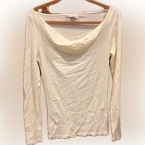 Michael Stars Cream Draped Cowl Neck Long Sleeve Top